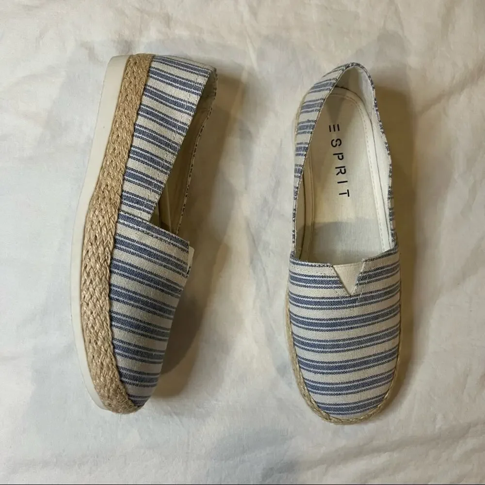 Esprit NWOB Ella Blue Stripe Espadrille size 6